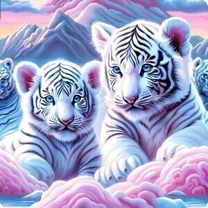 2D DIY Animal Series, White Tiger Pattern - New - 7.87 in L x 7.87 in W